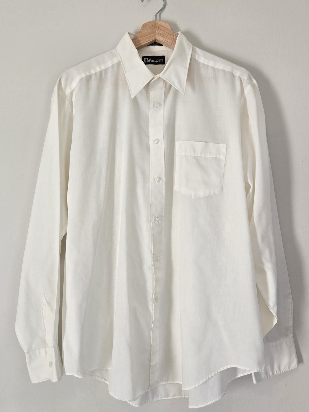 Vintage 90s White Classic Button-Up Dress Shirt for Men Bluestone 16 1/2 42 Cm
